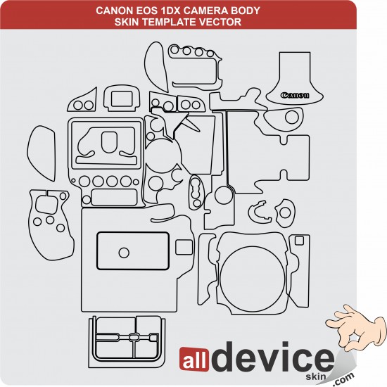 CANON EOS 1DX CAMERA BODY SKIN TEMPLATE VECTOR