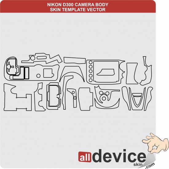 NIKON D300 CAMERA BODY SKIN TEMPLATE VECTOR