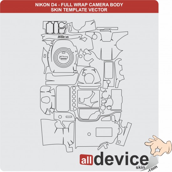 NIKON D4 - FULL WRAP CAMERA BODY SKIN TEMPLATE VECTOR