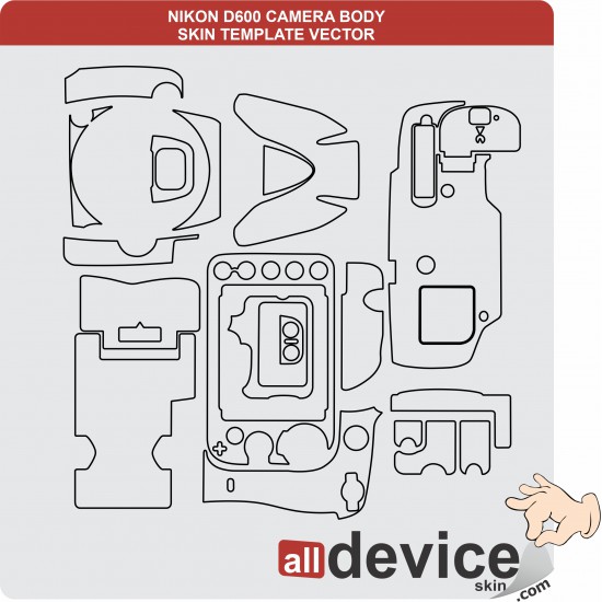 NIKON D600 CAMERA BODY SKIN TEMPLATE VECTOR