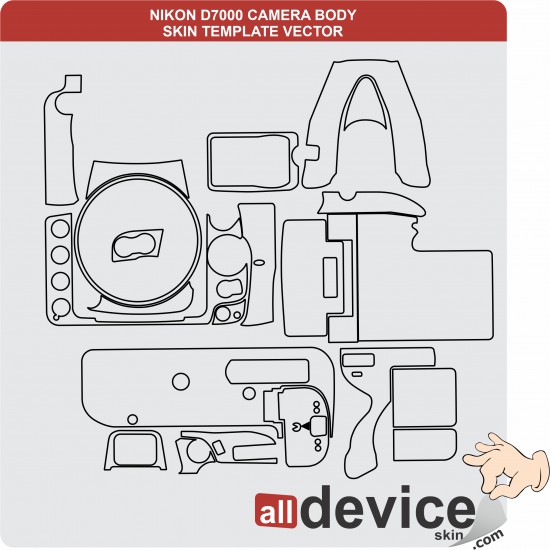 NIKON D7000 CAMERA BODY SKIN TEMPLATE VECTOR