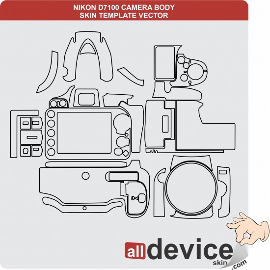 NIKON D7100 CAMERA BODY SKIN TEMPLATE VECTOR