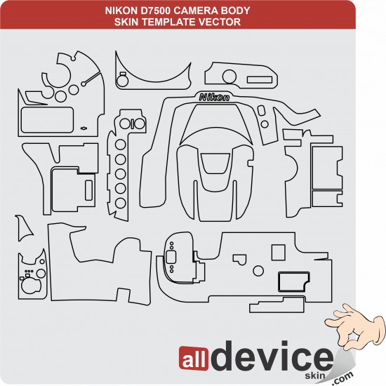 NIKON D7500 CAMERA BODY SKIN TEMPLATE VECTOR