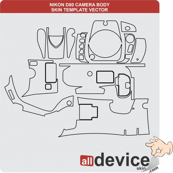 NIKON D80 CAMERA BODY SKIN TEMPLATE VECTOR