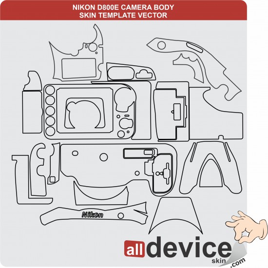 NIKON D800E CAMERA BODY SKIN TEMPLATE VECTOR