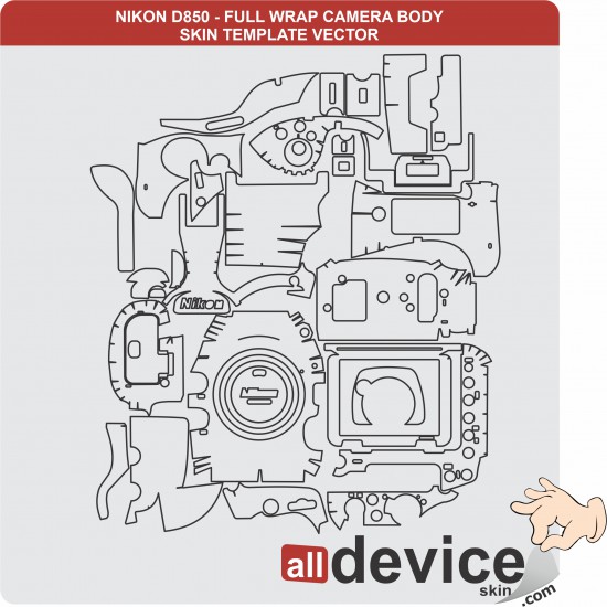 NIKON D850 - FULL WRAP CAMERA BODY SKIN TEMPLATE VECTOR