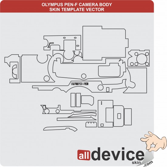 OLYMPUS PEN-F CAMERA BODY SKIN TEMPLATE VECTOR