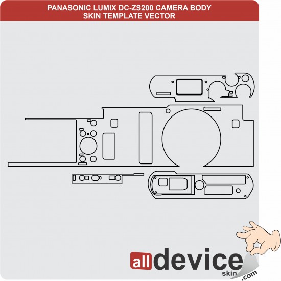 PANASONIC LUMIX DC-ZS200 CAMERA BODY SKIN TEMPLATE VECTOR