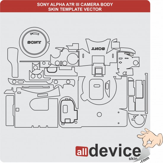 SONY ALPHA A7R III CAMERA BODY SKIN TEMPLATE VECTOR