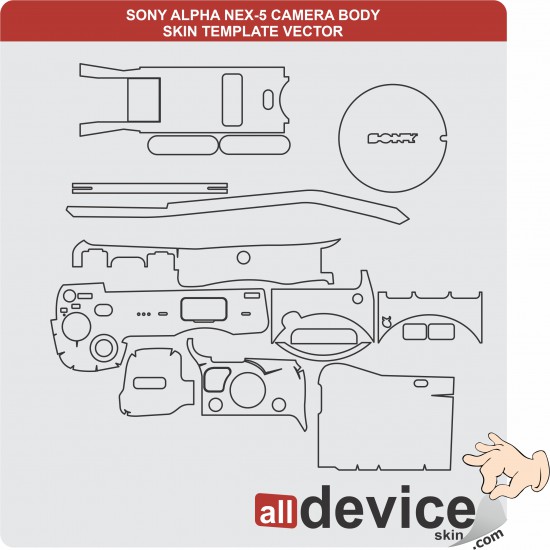 SONY ALPHA NEX-5 CAMERA BODY SKIN TEMPLATE VECTOR