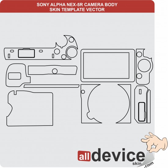 SONY ALPHA NEX-5R CAMERA BODY SKIN TEMPLATE VECTOR